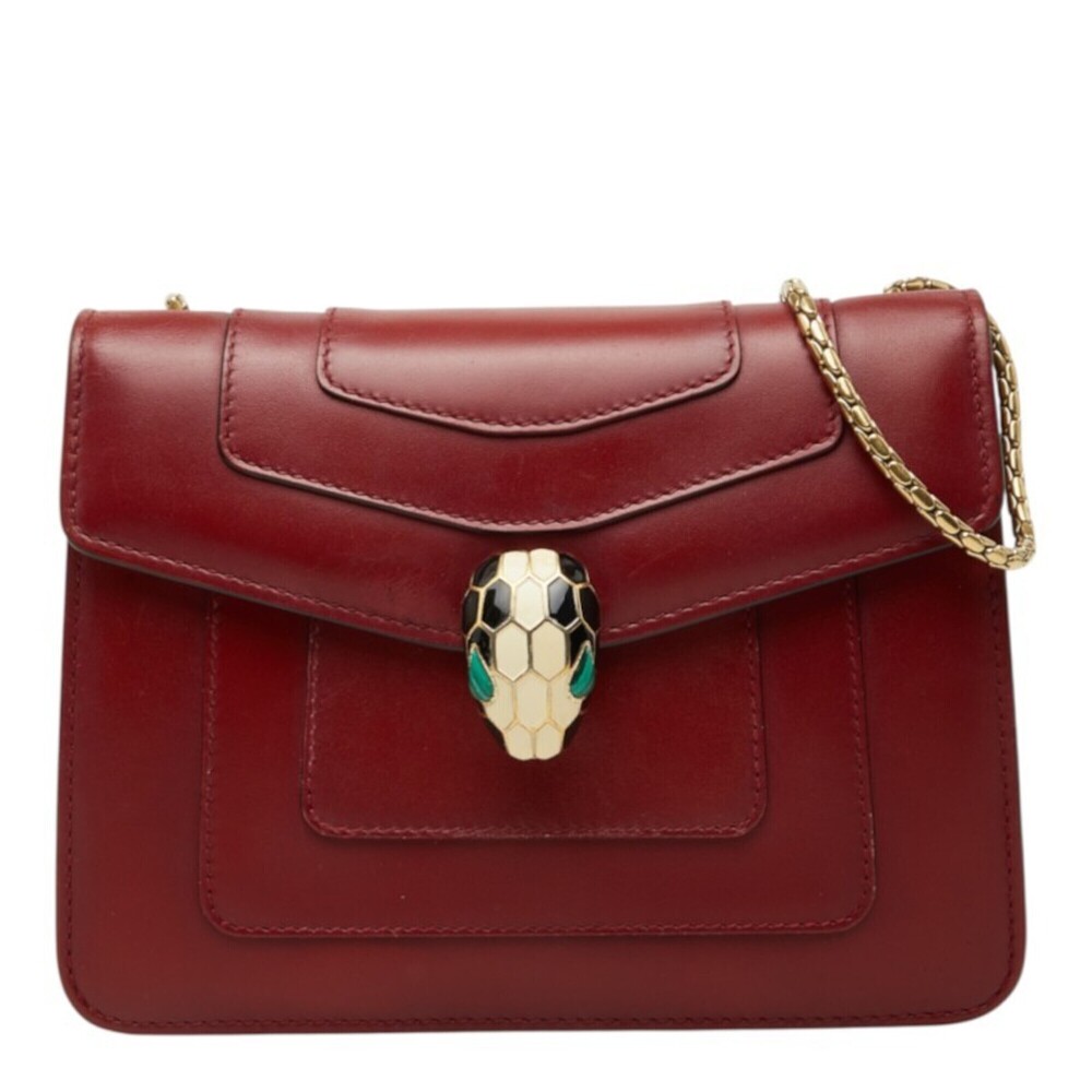 BVLGARI Serpenti Forever Crossbody Shoulder Bag, Wine Red Leather, Women's